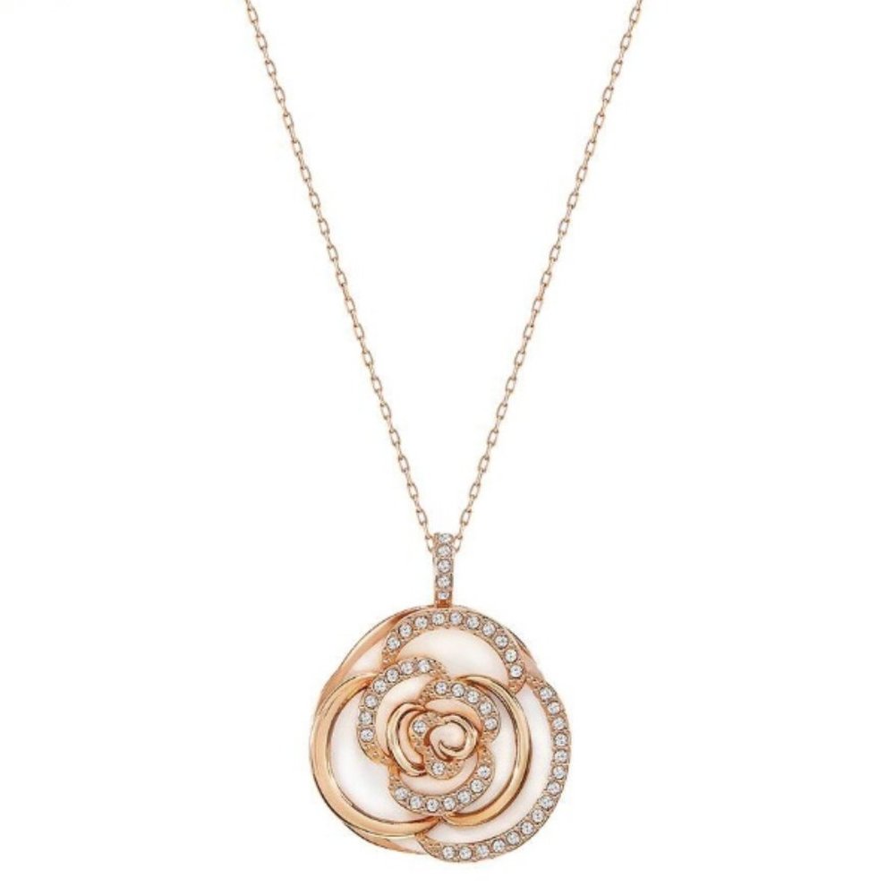 Swarovski Crystal Rose Flower Pendant Necklace
